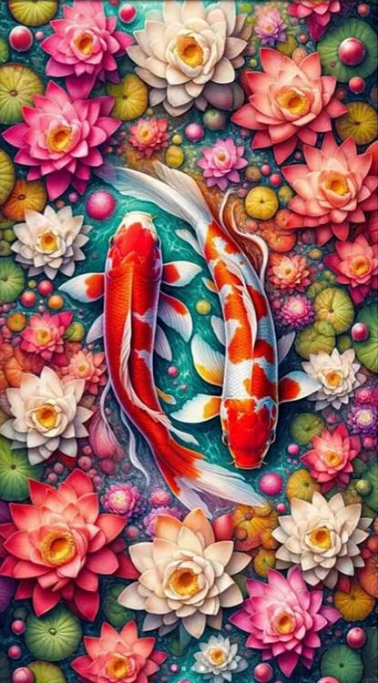 Paint by Numbers Kit Lotus and koi