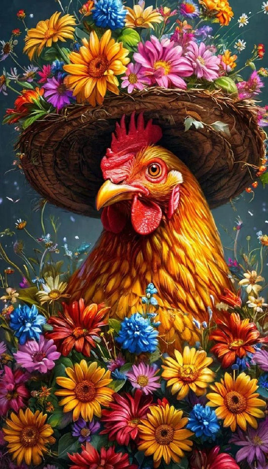 Paint by Numbers Kit Rooster In The Flowers