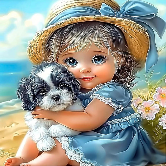 Paint by Numbers Kit Girl And Puppy