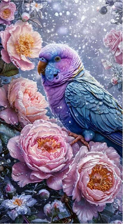 Paint by Numbers Kit Flowers And Parrots