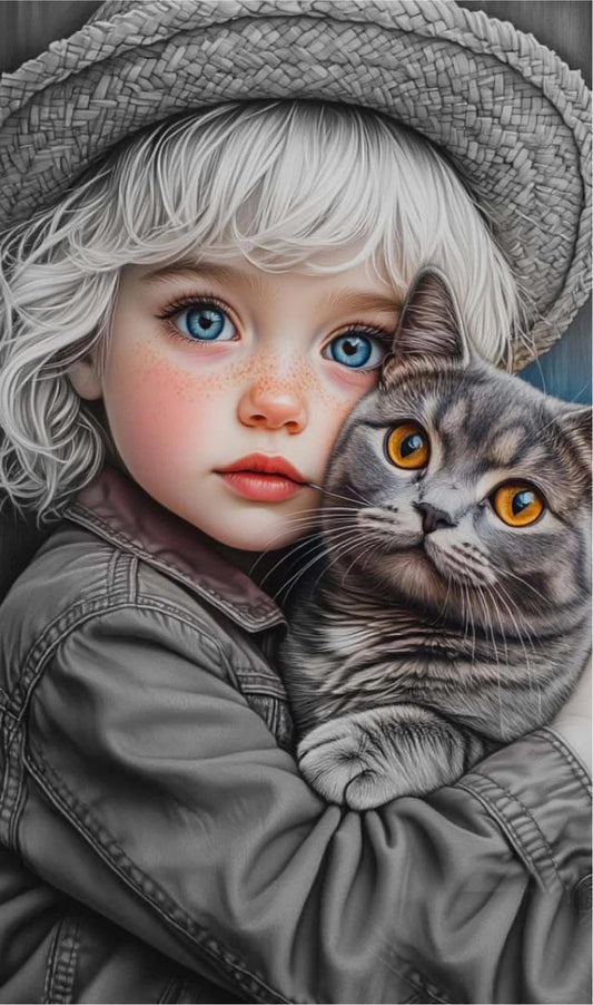 Paint by Numbers Kit Girl And Cat