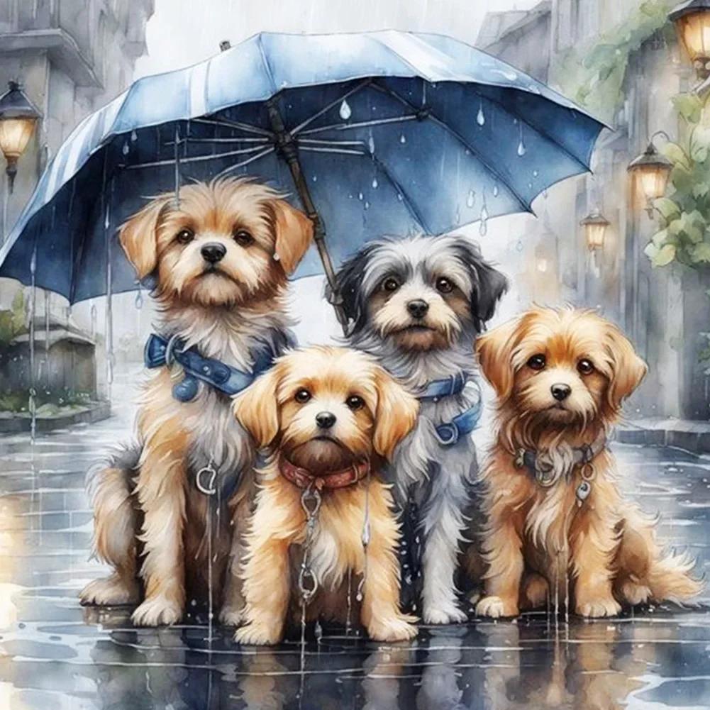 Paint by Numbers Kit The Puppies Under The Umbrella