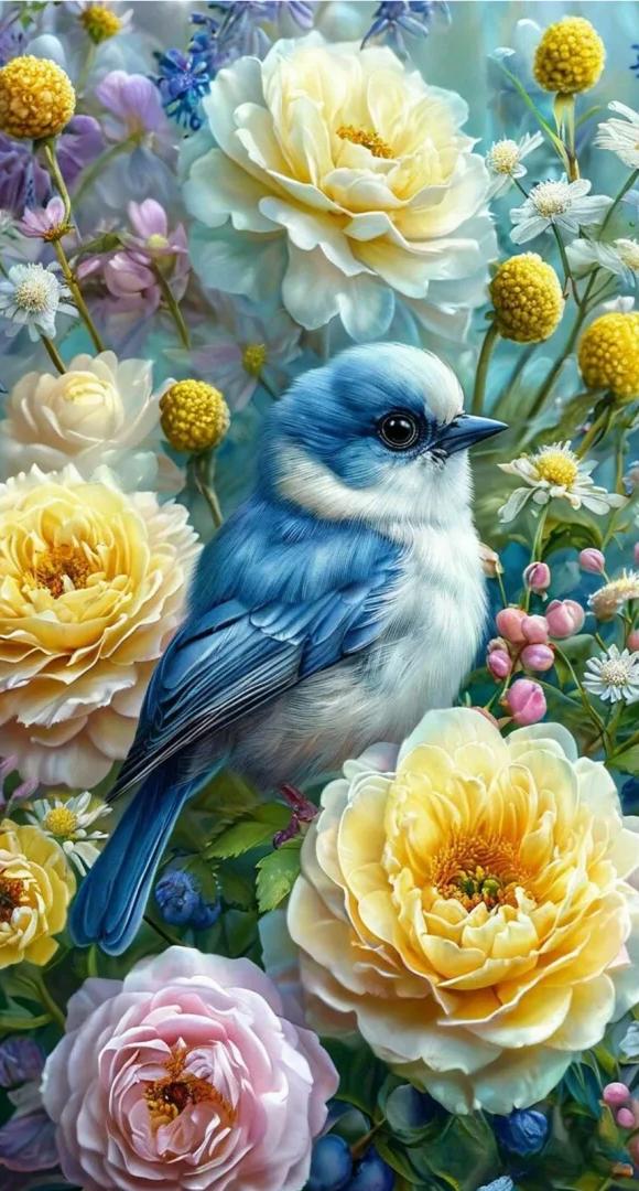 Paint by Numbers Kit Flowers And Birds