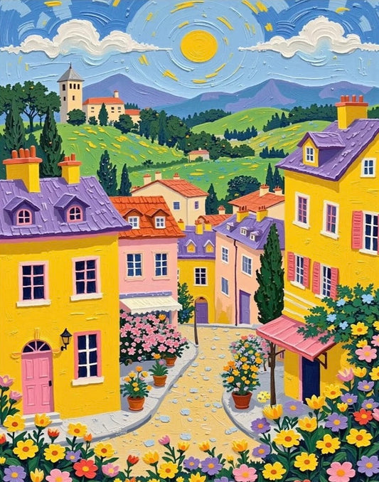 Paint by Numbers Kits Abstract Colorful Town