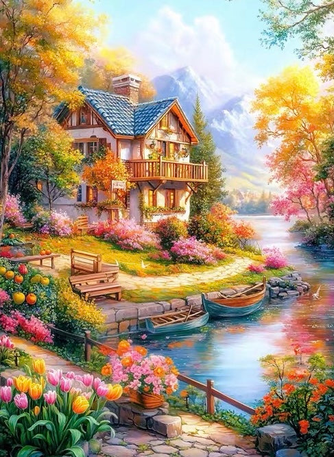 Paint by Numbers Kits Houses By The River