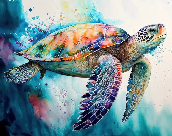 Paint by Numbers Kits Abstract Colorful Sea Turtle