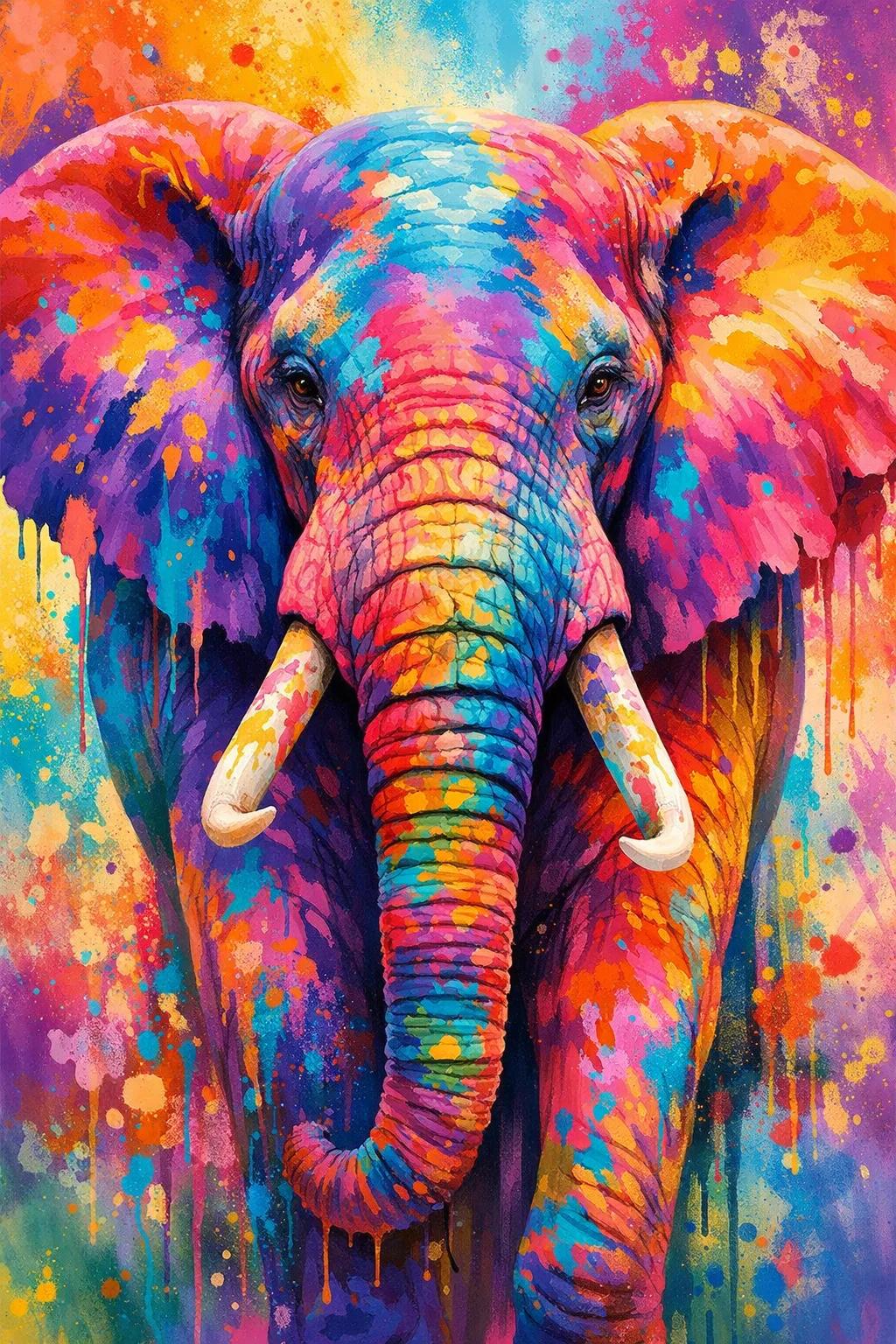 Paint by Numbers Kit Abstract Colorful Elephant