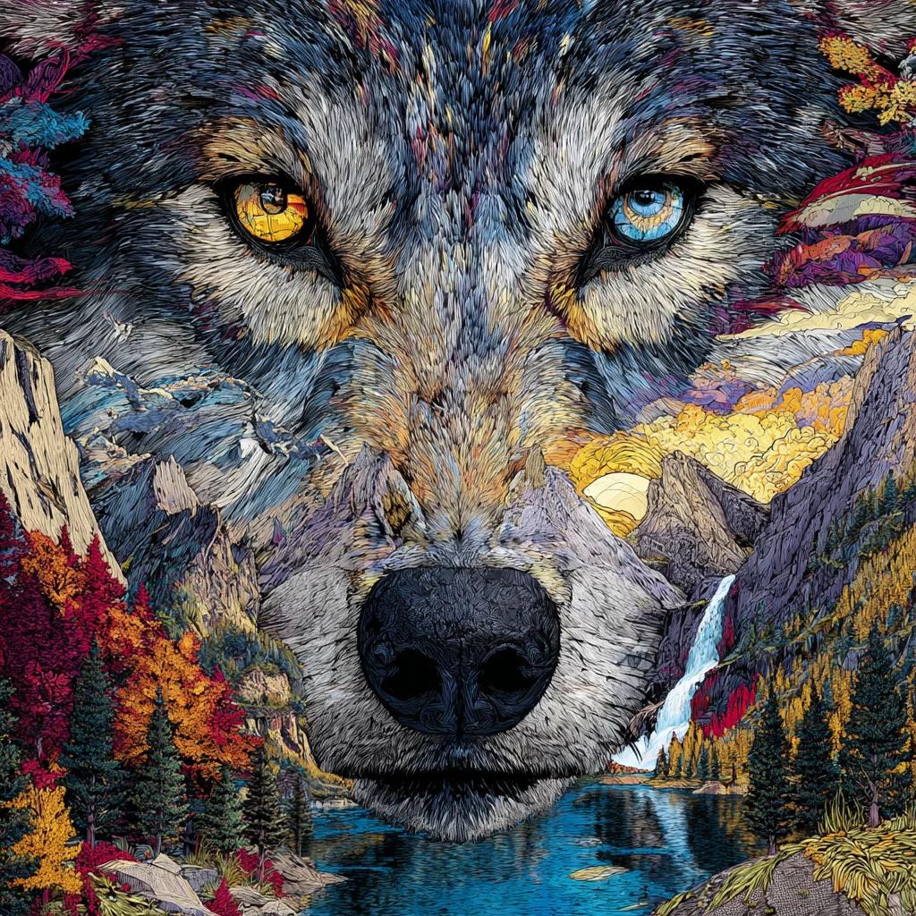 Paint by Numbers Kit Abstract Wolf