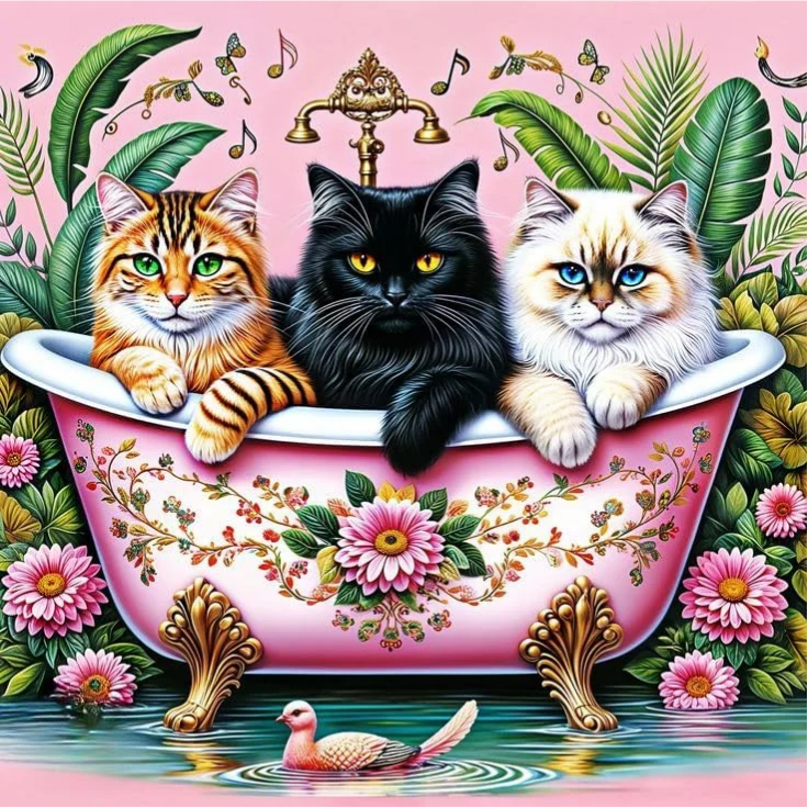 Paint by Numbers Kit Cats In The Bathtub – diyartpaint