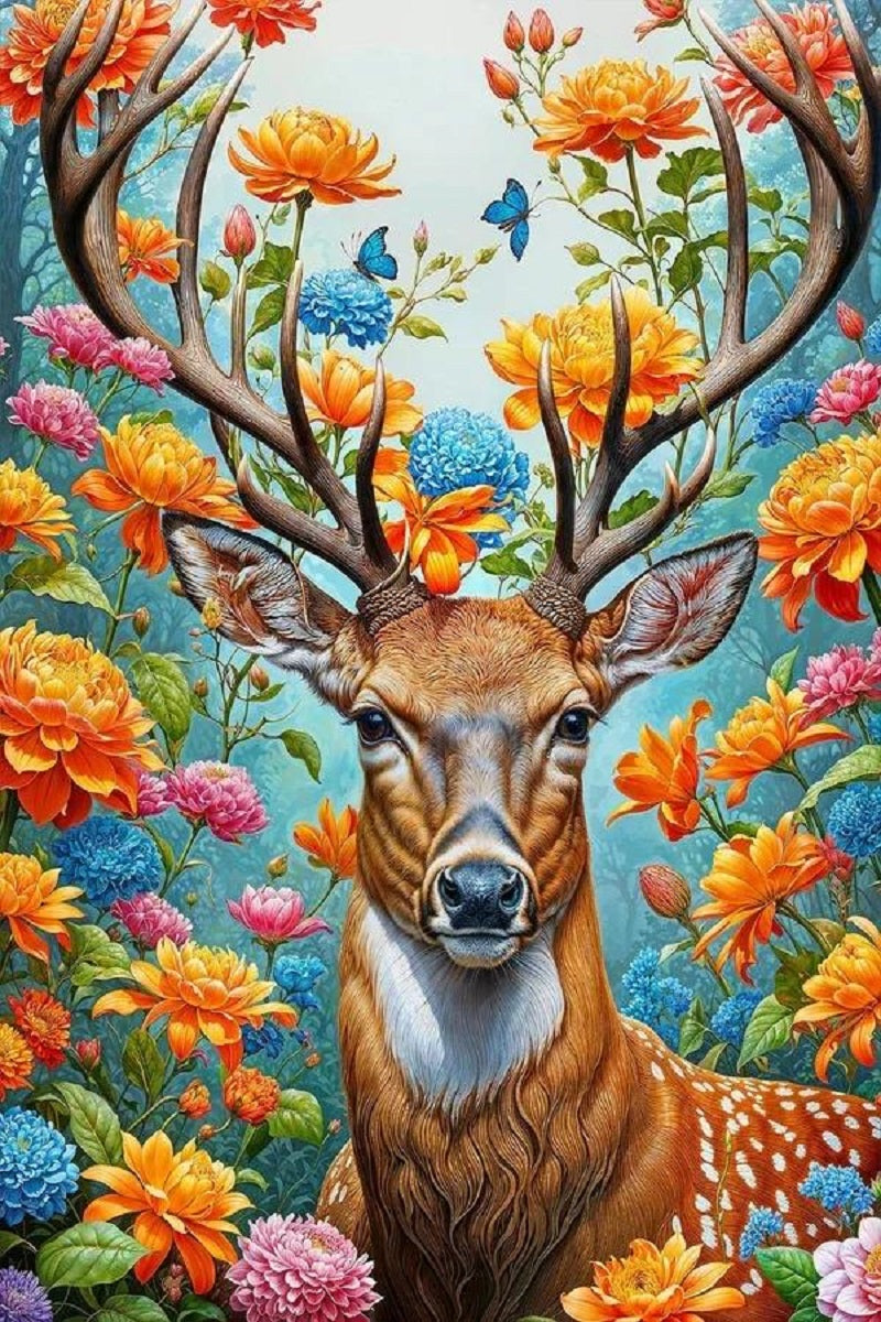 Paint by Numbers Kit Flowers and Deer