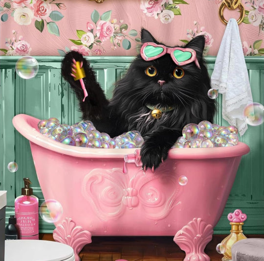 Paint by Numbers Kit Cat In The Bathtub