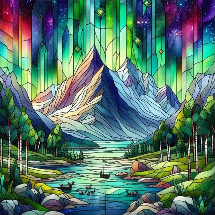 Paint by Numbers Kit Abstract Aurora Landscape