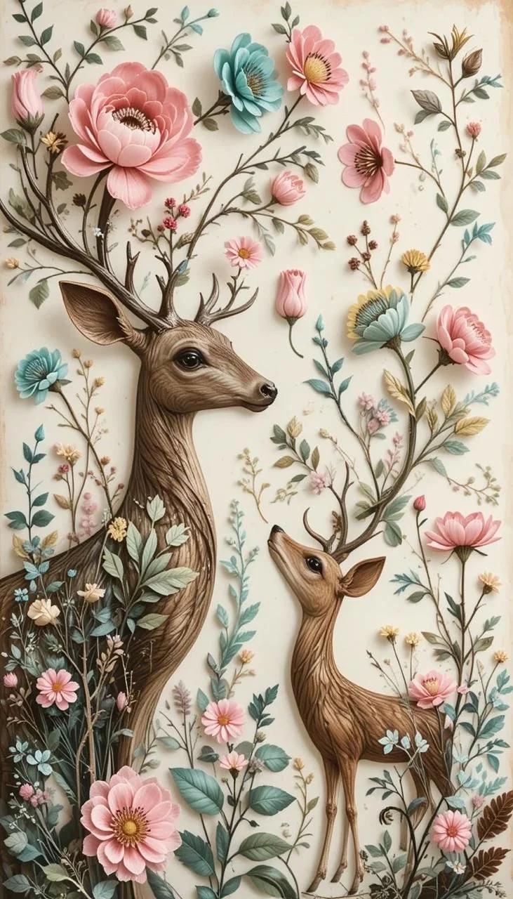 Paint by Numbers Kit Flowers and Deers