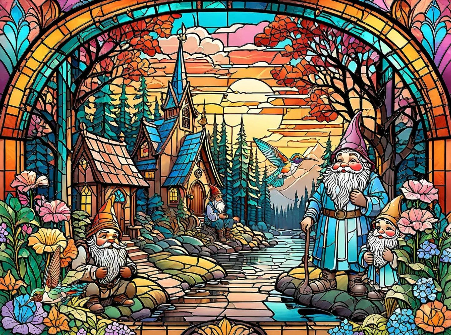 Paint by Numbers Kits Stained Glass Style Castle