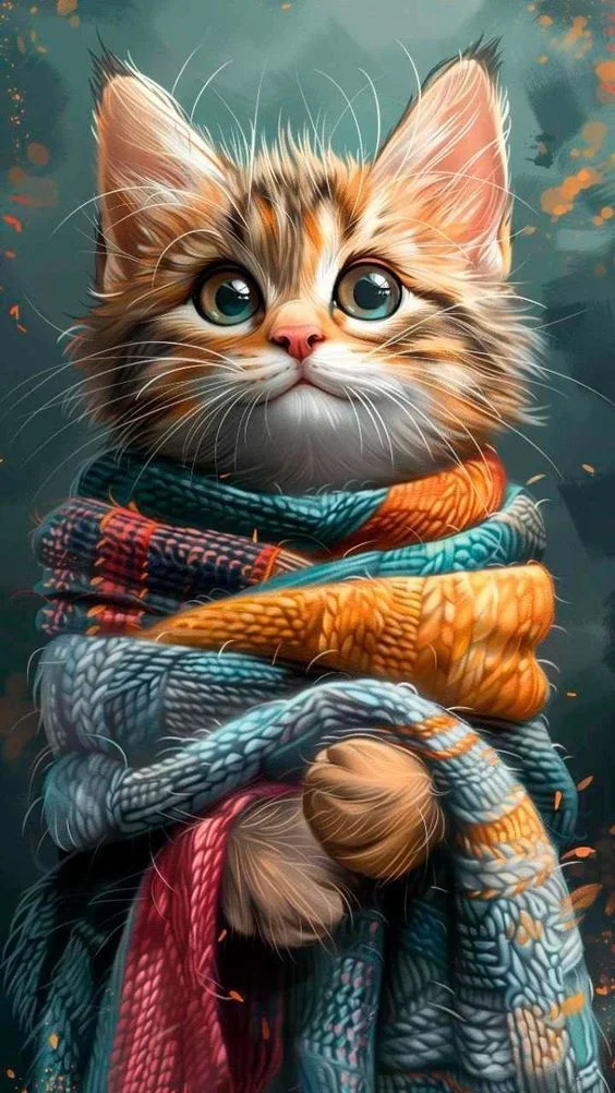 Paint by Numbers Kit Kitten Wearing A Scarf