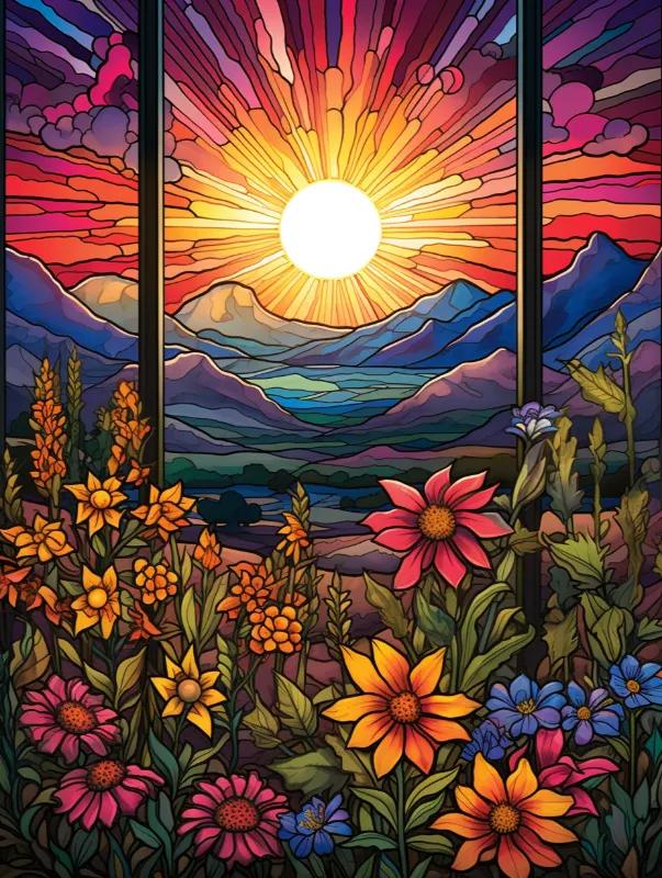 Paint by Numbers Kits Stained Glass Style Landscape