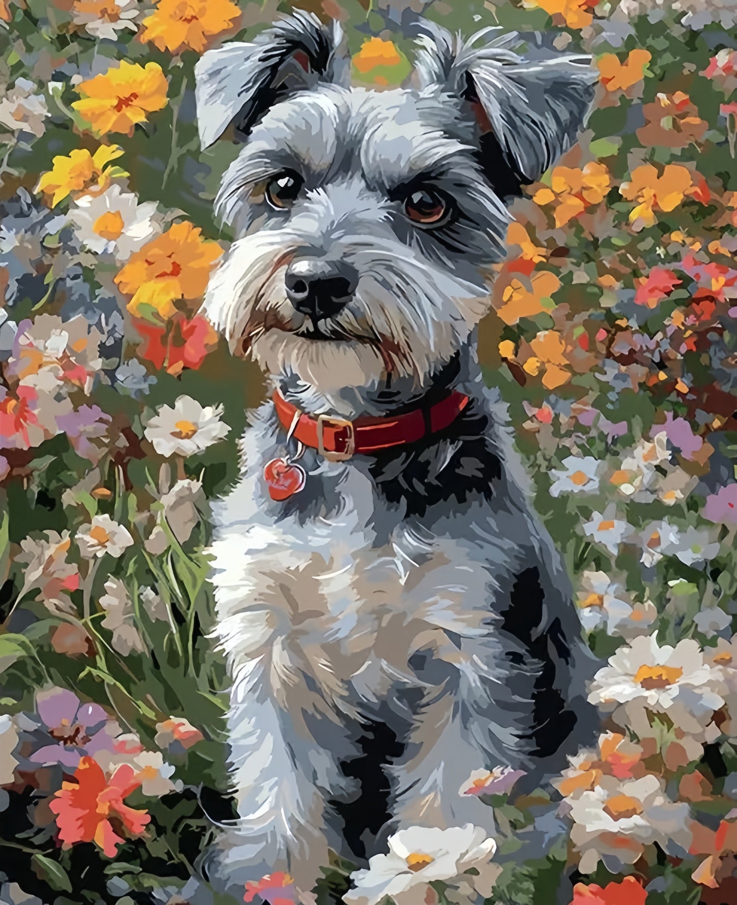 Paint by Numbers Kits Dog In The Flower Bushes