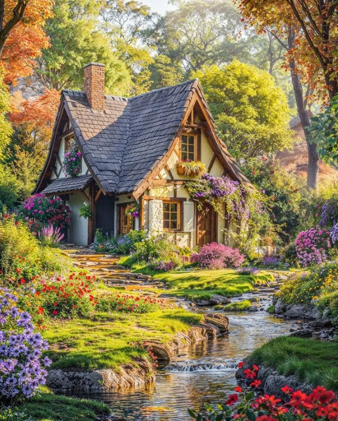 Paint by Numbers Kits Riverside Wooden Houses