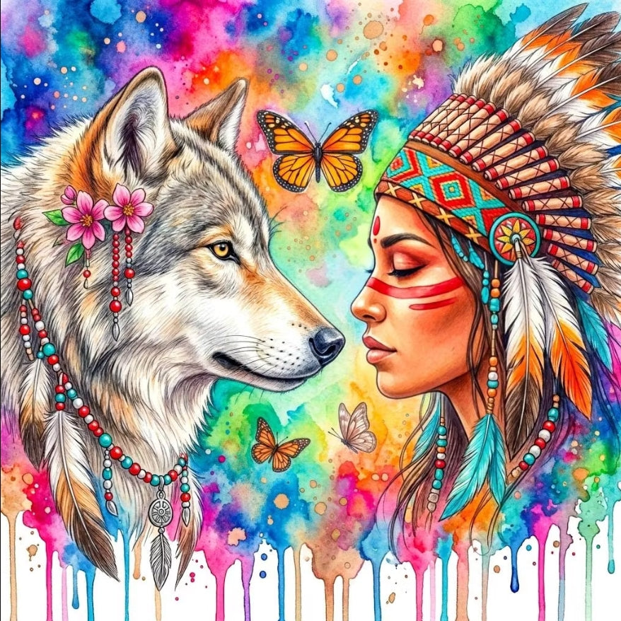Paint by Numbers Kit Woman and Wolf