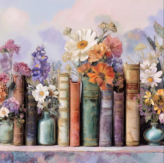 Paint by Numbers Kit Flowers and Books