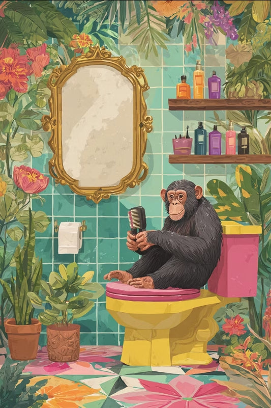 Paint by Numbers Kit Monkeys In The Bathroom
