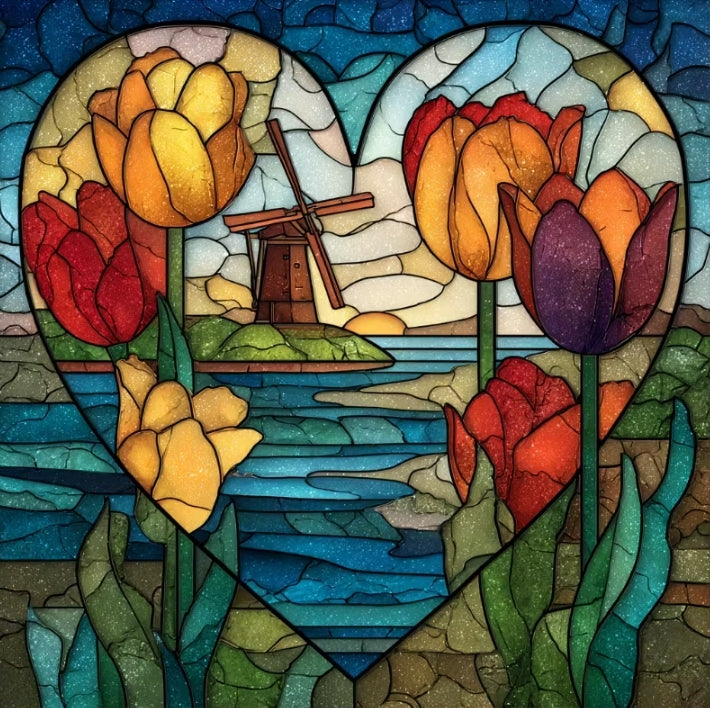 Paint by Numbers Kit Stained Glass Style Flowers