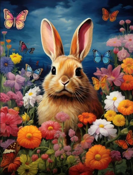 Paint by Numbers Kits Rabbit In The Flower Bushes