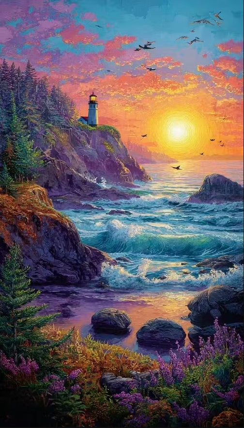 Paint by Numbers Kit Seaside Scenery