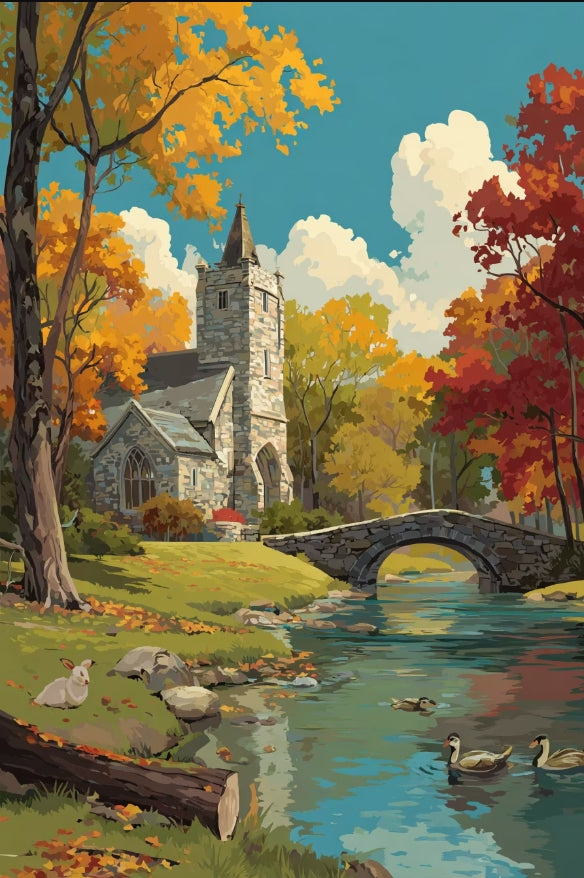 Paint by Numbers Kit Autumn Scenery