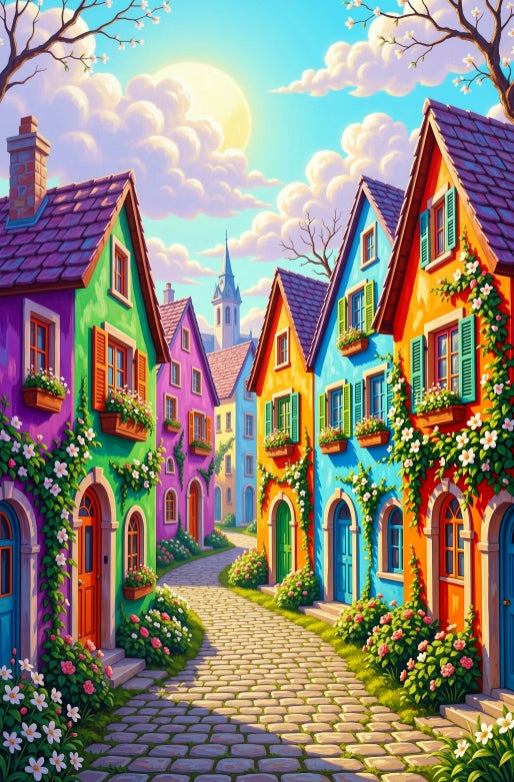 Paint by Numbers Kit Colorful Town