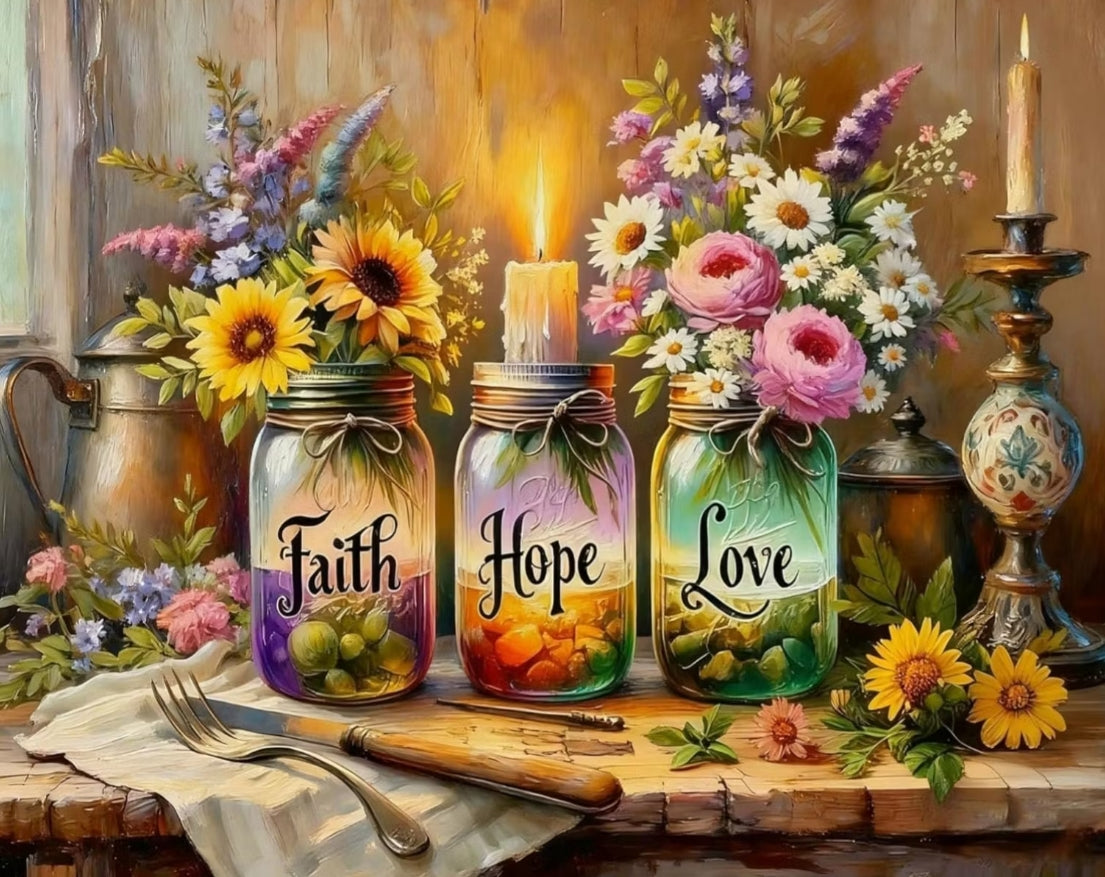 Paint by Numbers Kit Faith Hope Love