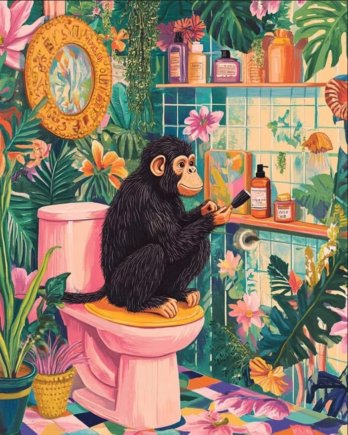 Paint by Numbers Kits The Monkey in the Bathroom