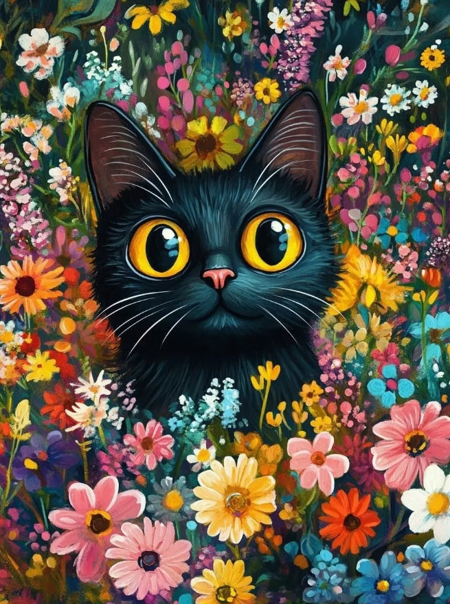 Paint by Numbers Kits Cute Black Cat – diyartpaint
