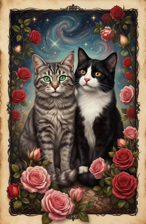 Paint by Numbers Kit Flowers and Cats
