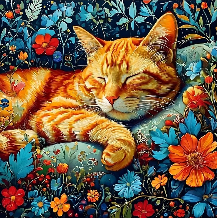 Paint by Numbers Kit Cat Among Flowers