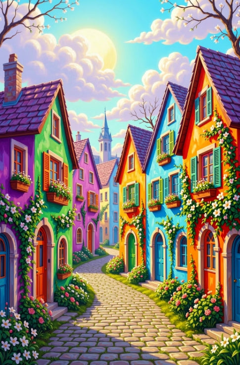 Paint by Numbers Kit Colorful City Street Scene