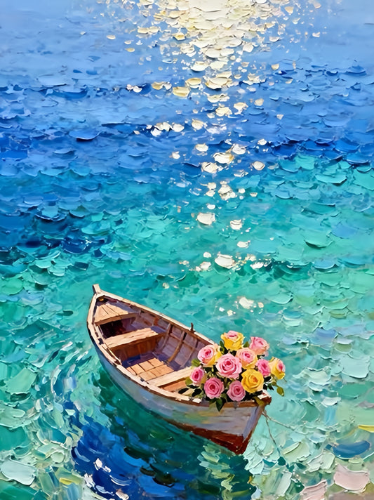 Paint by Numbers Kits Flowers and Boat
