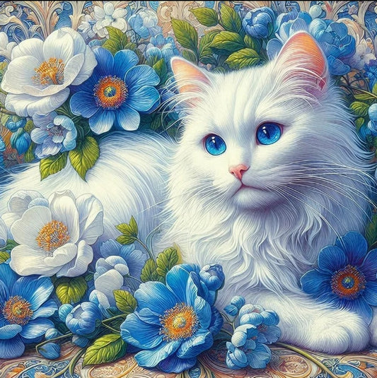 Paint by Numbers Kit Cat Amidst The Flowers
