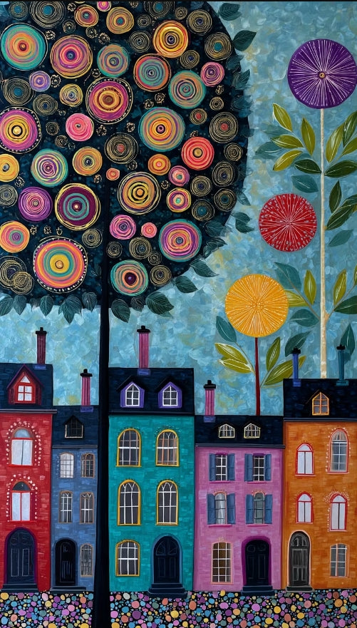 Paint by Numbers Kit Abstract Colorful Town