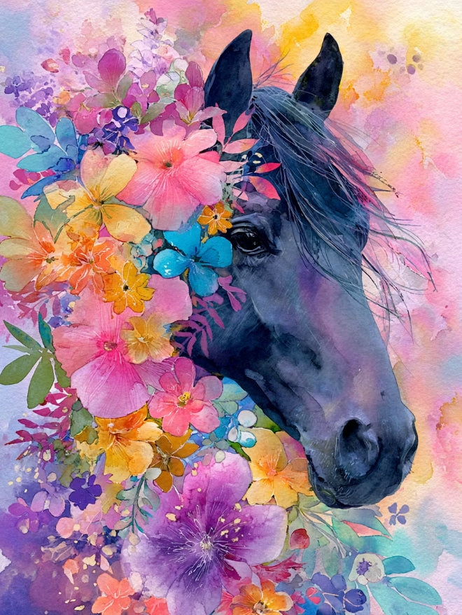 Paint by Numbers Kits Flowers and Horse