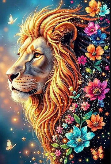 Paint by Numbers Kit Flowers and Lion