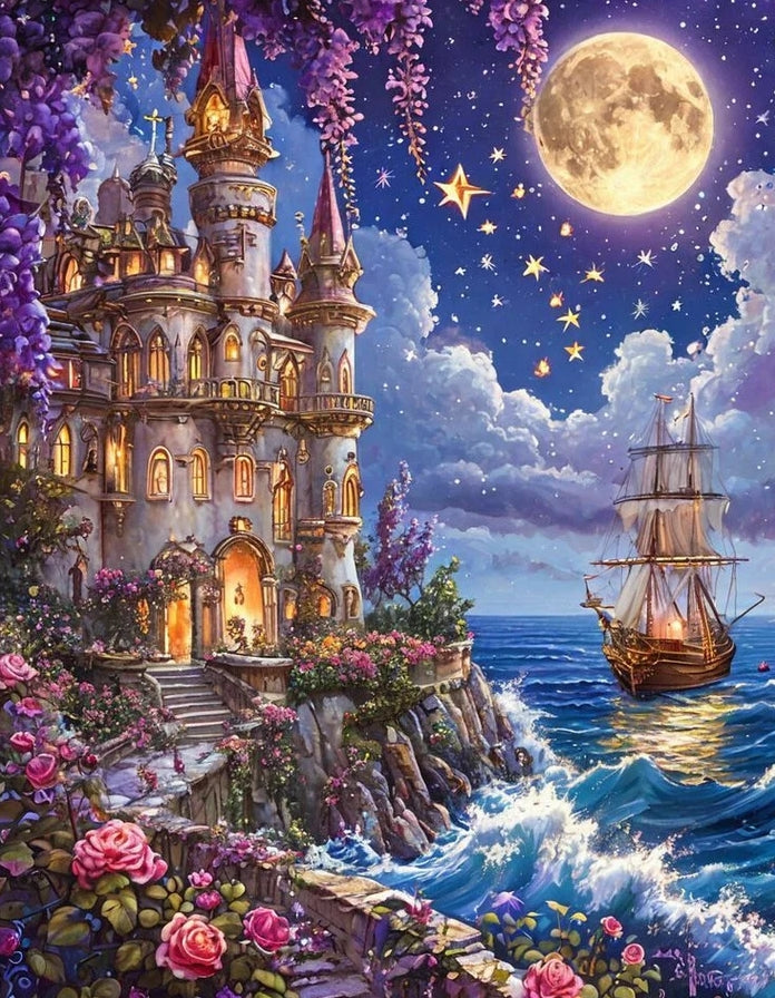 Paint by Numbers Kits Night View Of The Castle