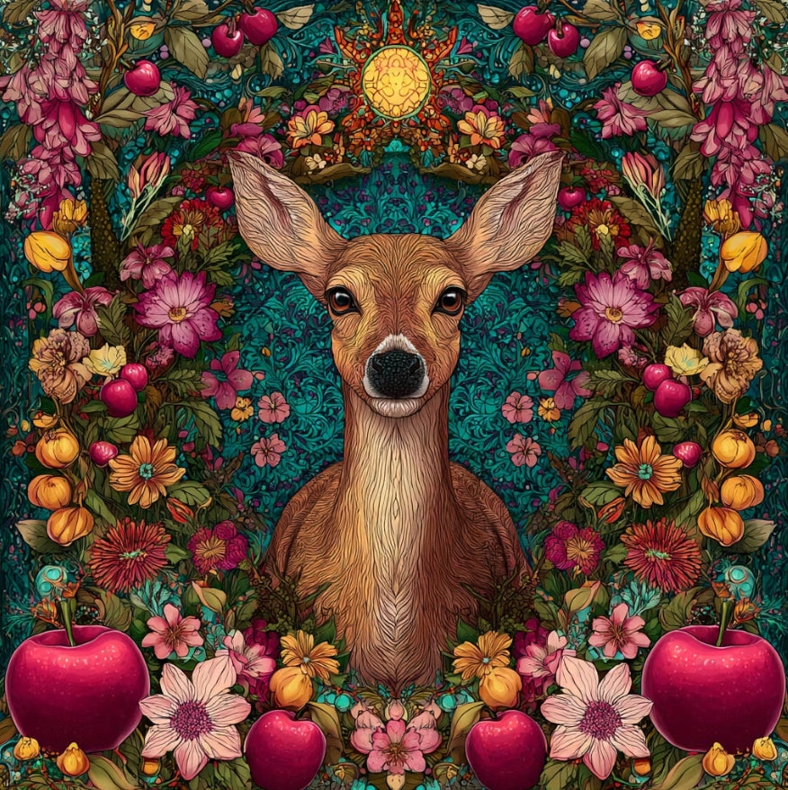 Paint by Numbers Kit Deer Amidst Flowers