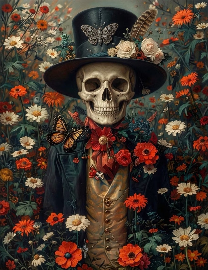 Paint by Numbers Kits Skull Amidst The Flowers