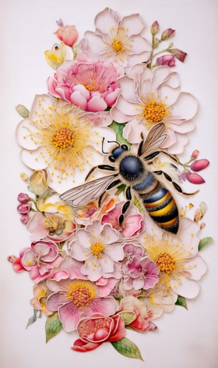 Paint by Numbers Kit Flowers and Bees