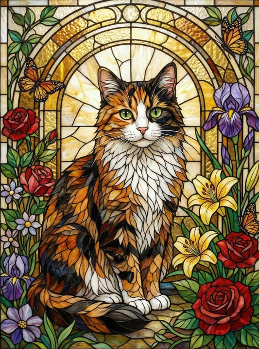Paint by Numbers Kits Flowers and Cat
