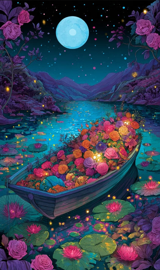 Paint by Numbers Kit Fantasy Flower Boat