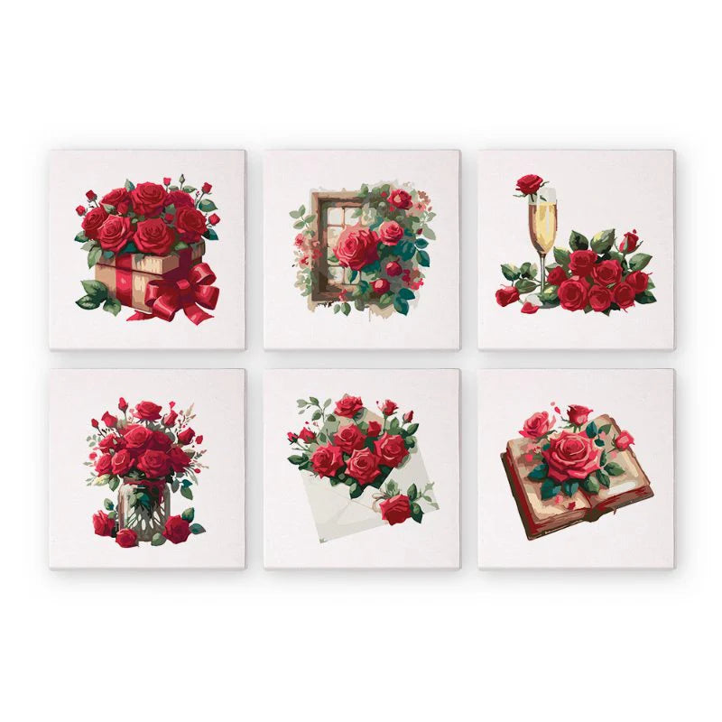 Paint by Numbers - 6 Mini Paintings | Flowers Set