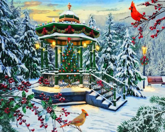 Paint by Numbers Kit Christmas Tree In Winter