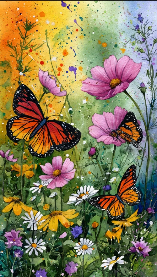 Paint by Numbers Kit Flowers and Butterflies